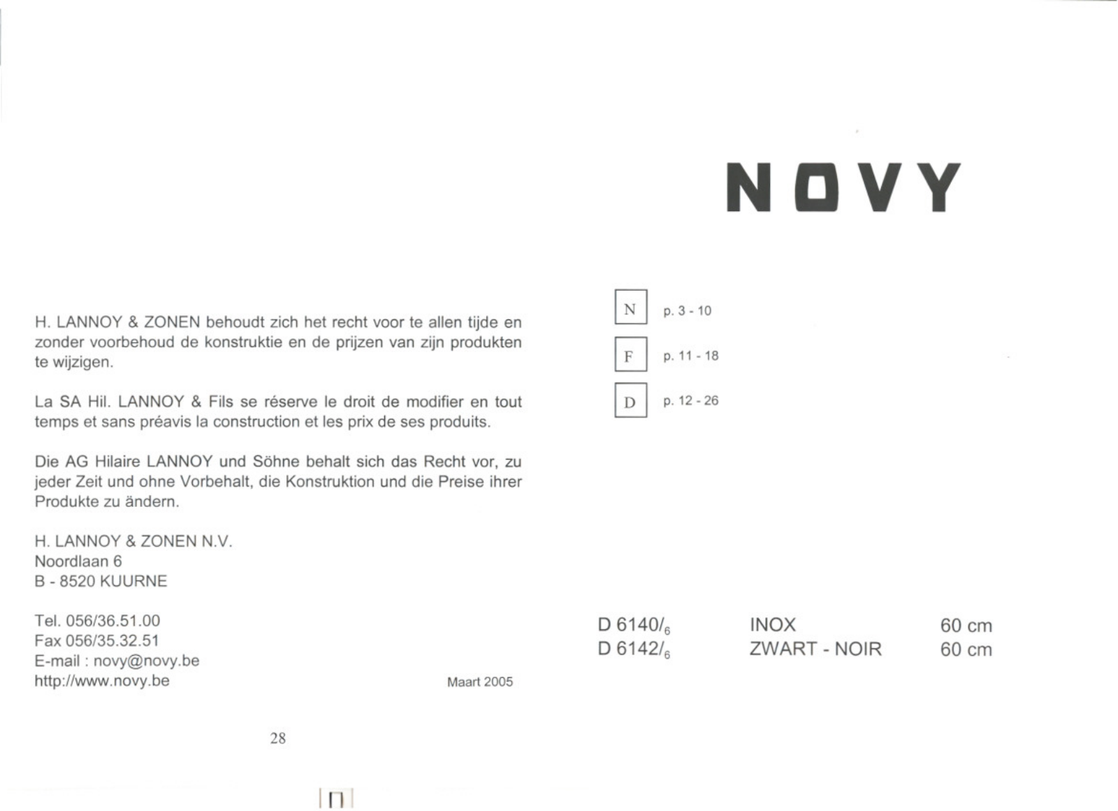 NOVY D613 User Manual