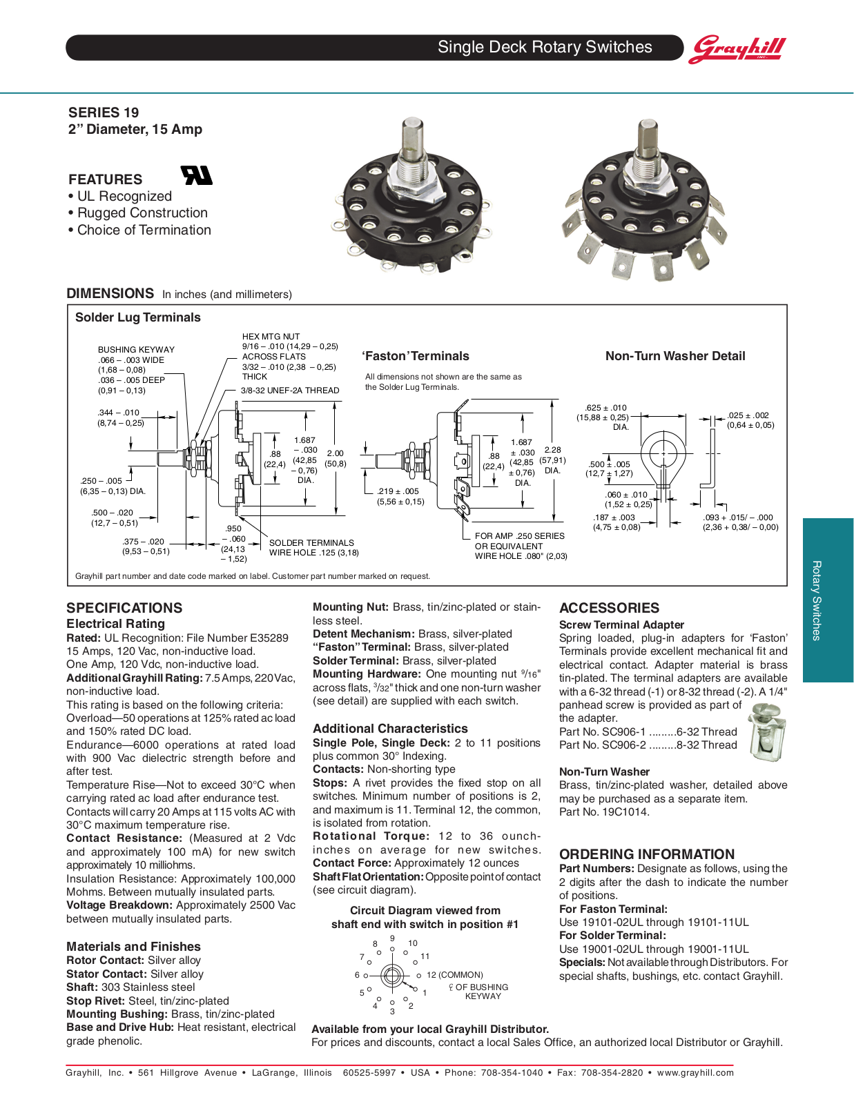 Grayhill Single Deck Rotary Switches 19 User Manual