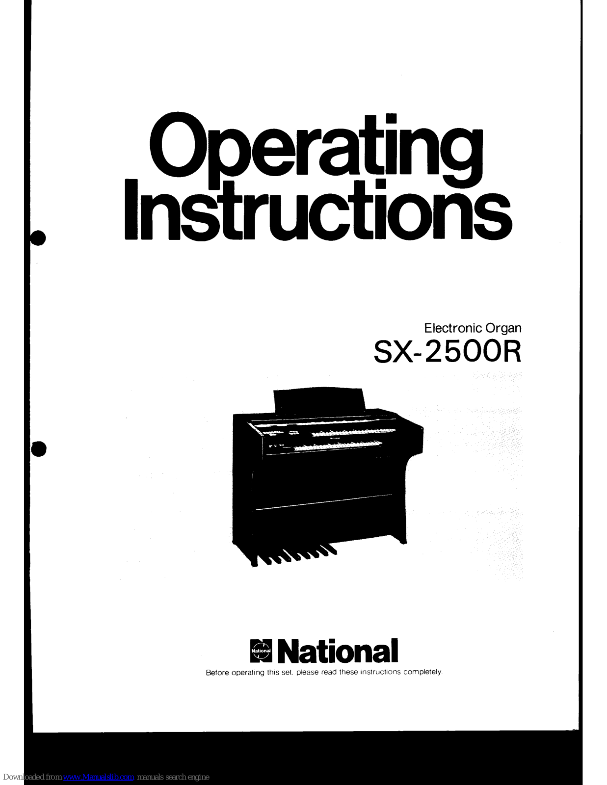 National SX-2500R Operating Instructions Manual