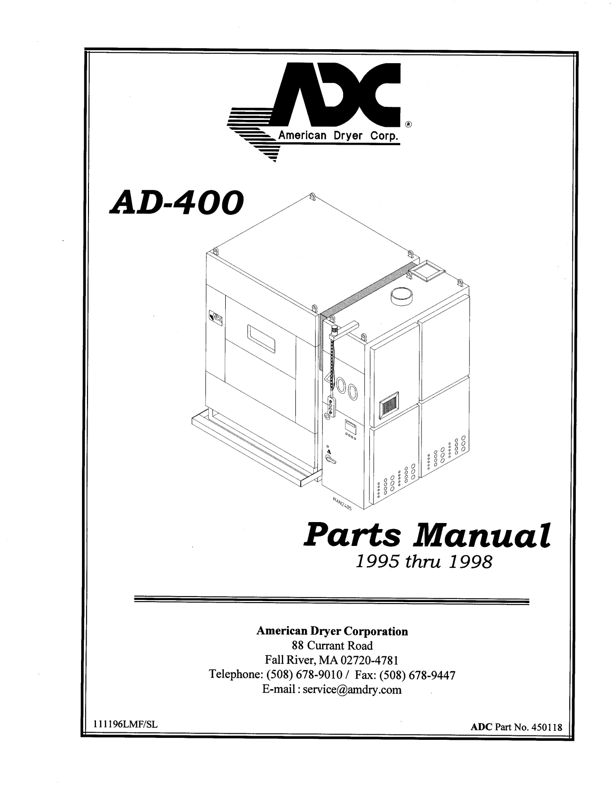 American Dryer AD-400 Parts Diagram