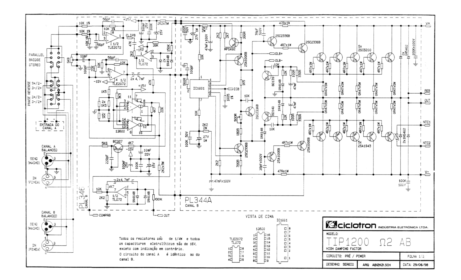 CICLOTRON TIP1200 AB2 I Schematic