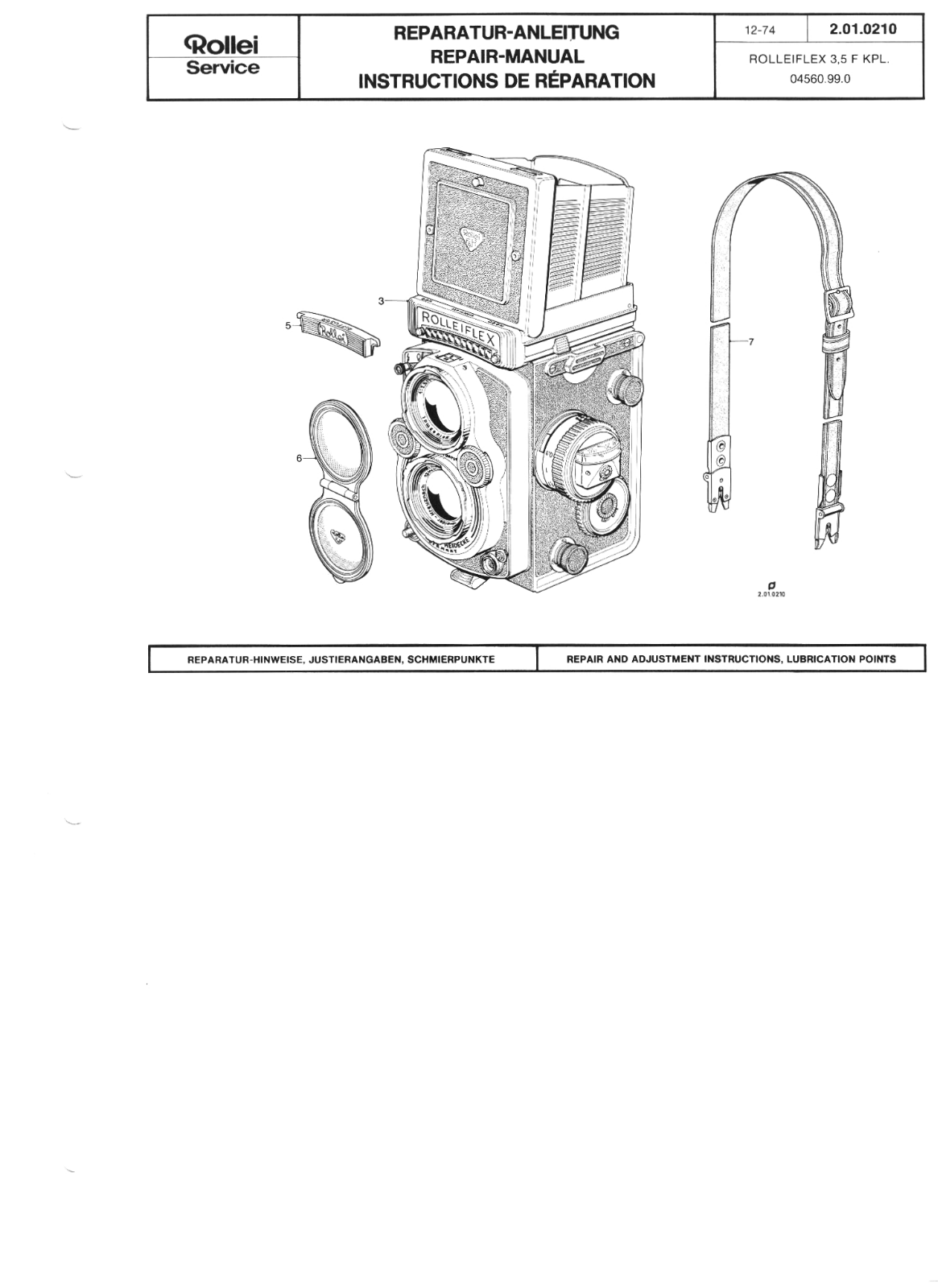 Rollei Rolleiflex 3.5F Repair manual