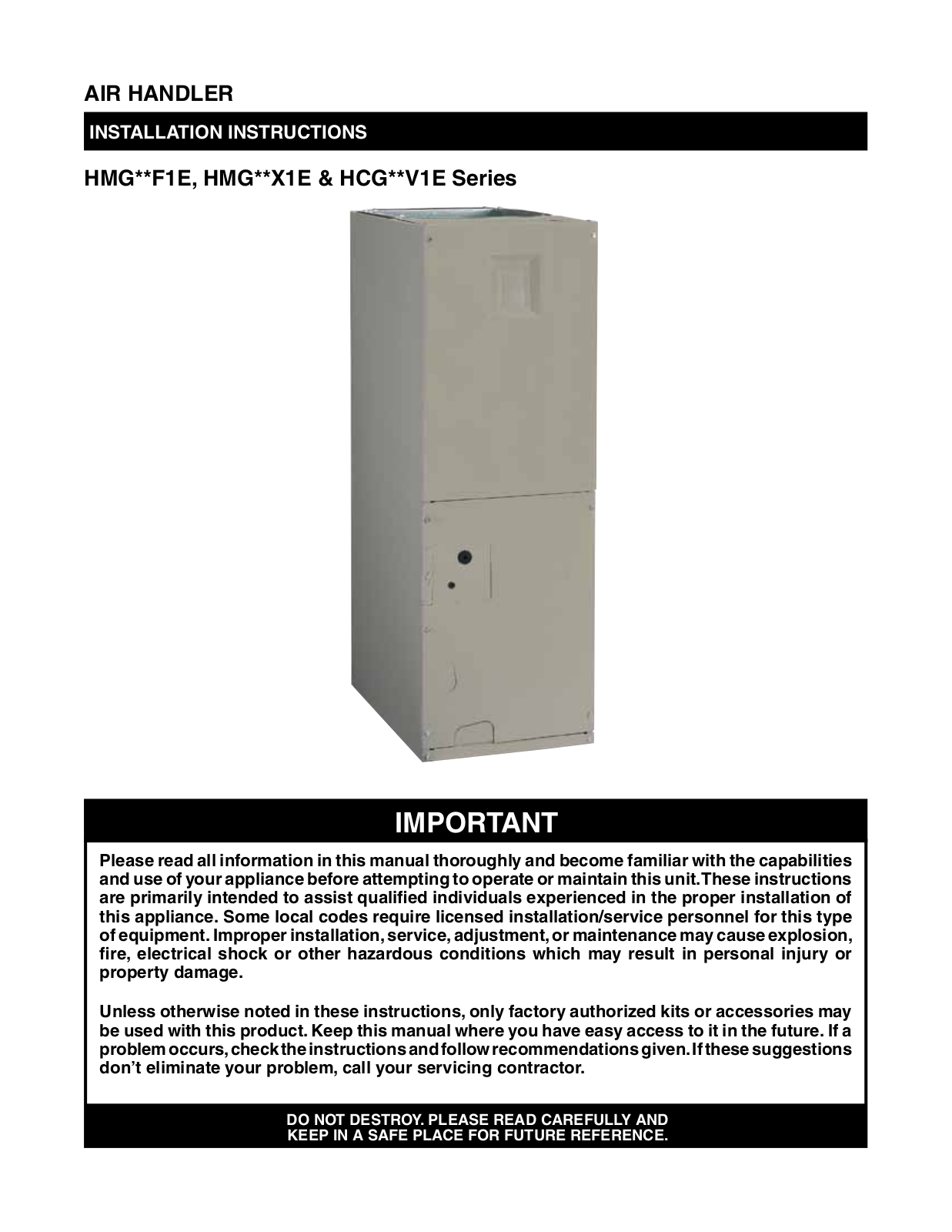 Heat Controller HCG-V1E, HMG-X1E, HMG-F1E User Manual