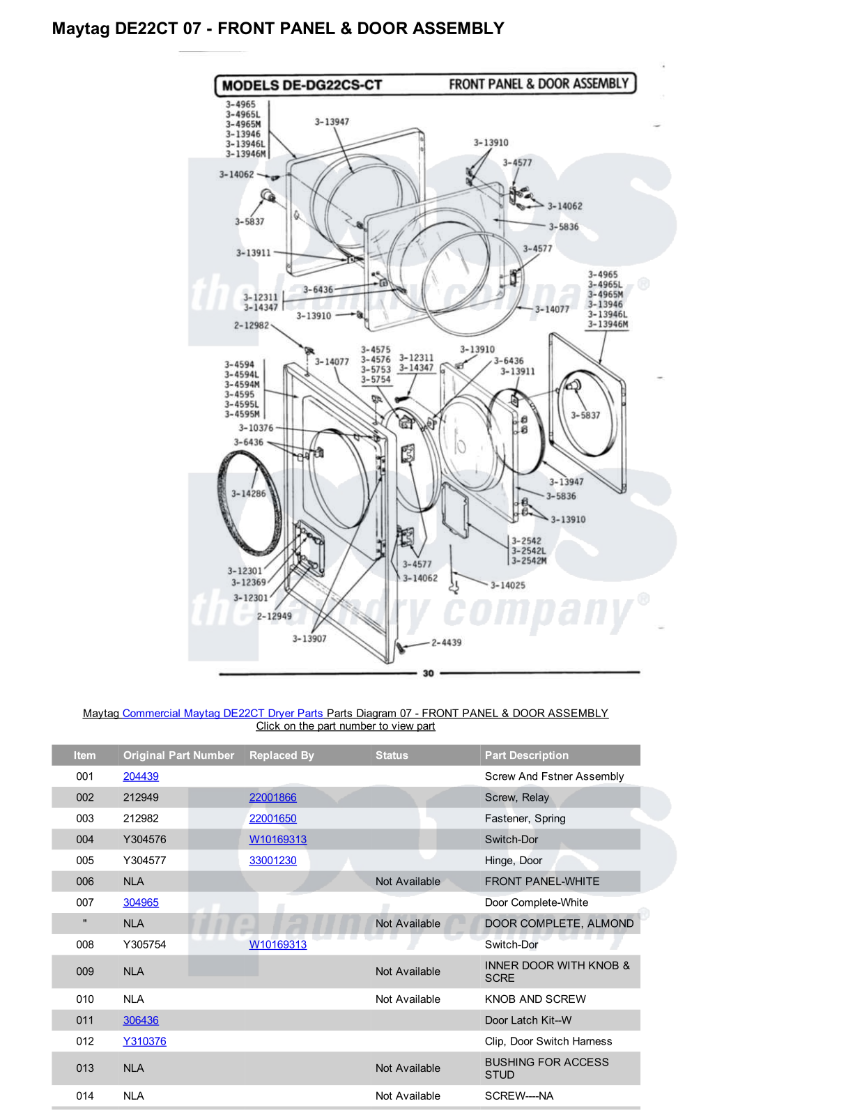 Maytag DE22CT Parts Diagram