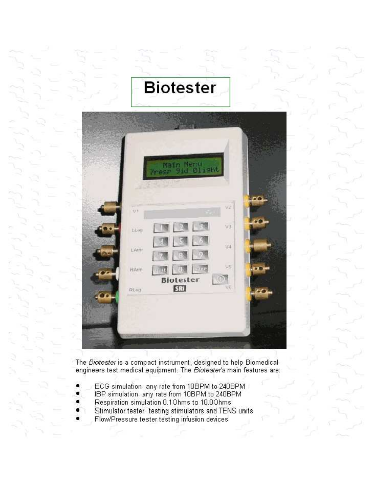 SRI Biotester User manual - ManualMachine.com