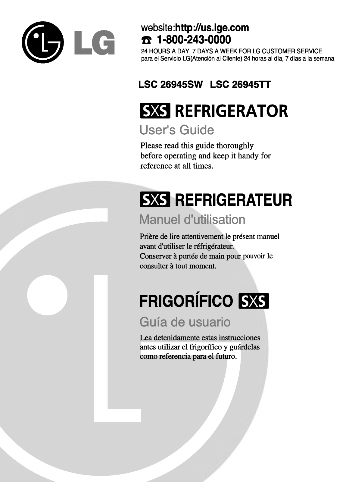 LG LSC26945TT, LSC26945SW User Manual
