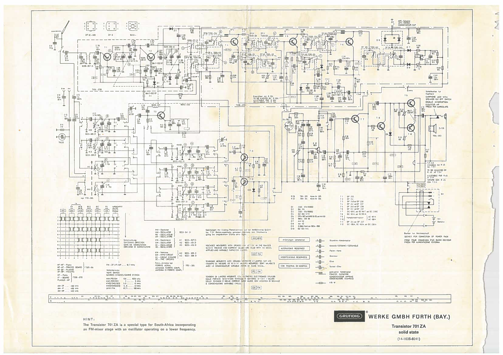 Grundig Transistor 701ZA Schematic