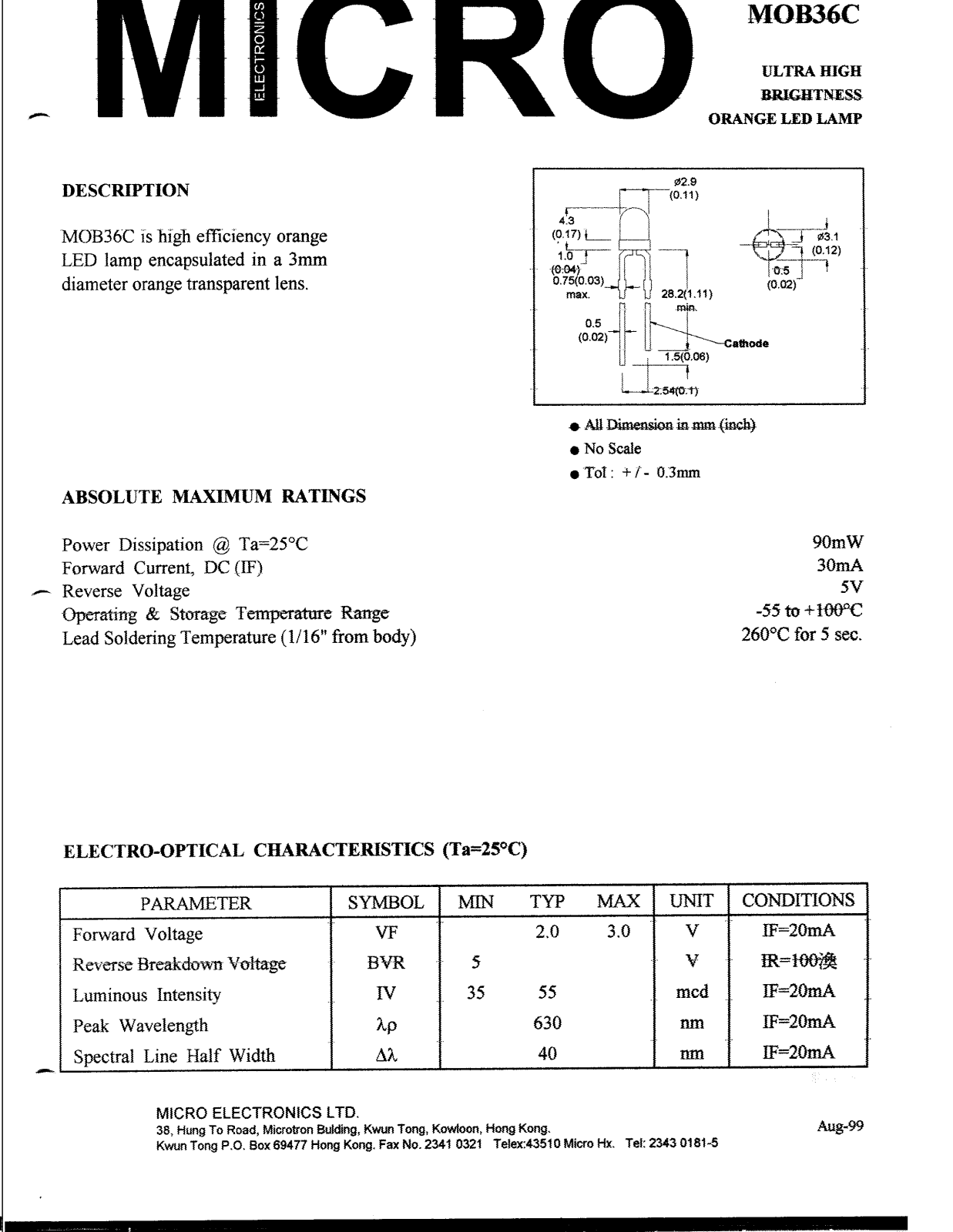 MICRO MOB36C Datasheet