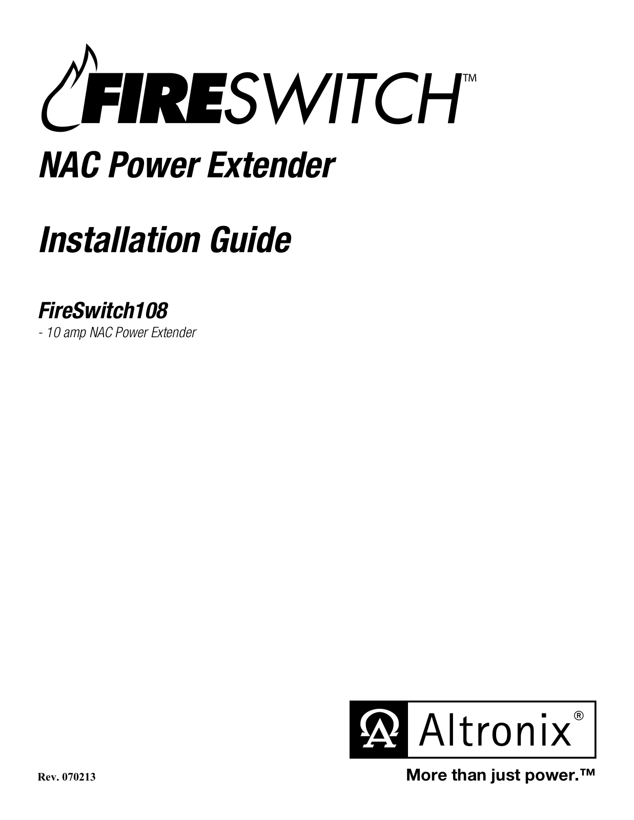 Altronix FireSwitch108 Installation Instructions