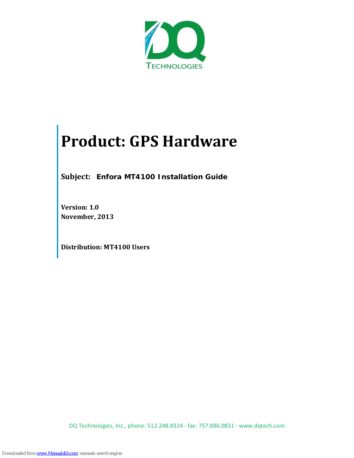 Enfora MT4100 Installation Manual - ManualMachine.com