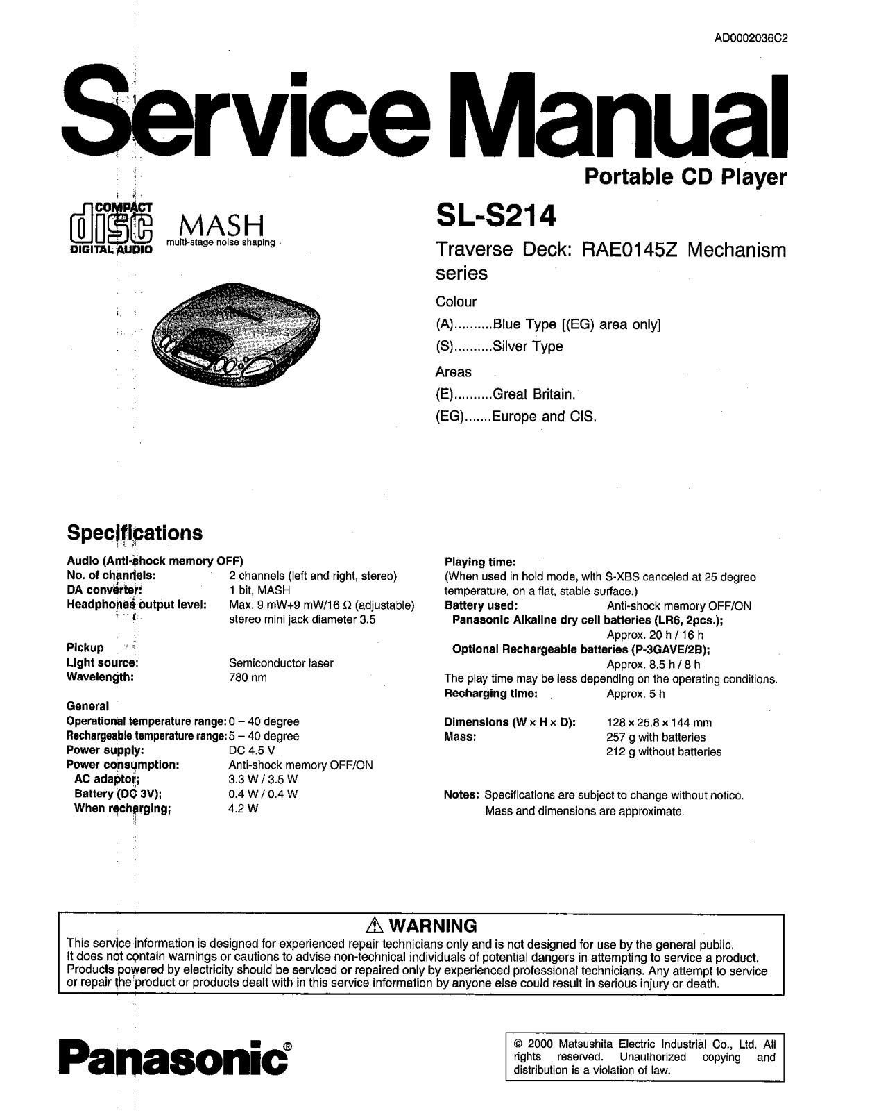 Technics SLS-214 Service manual