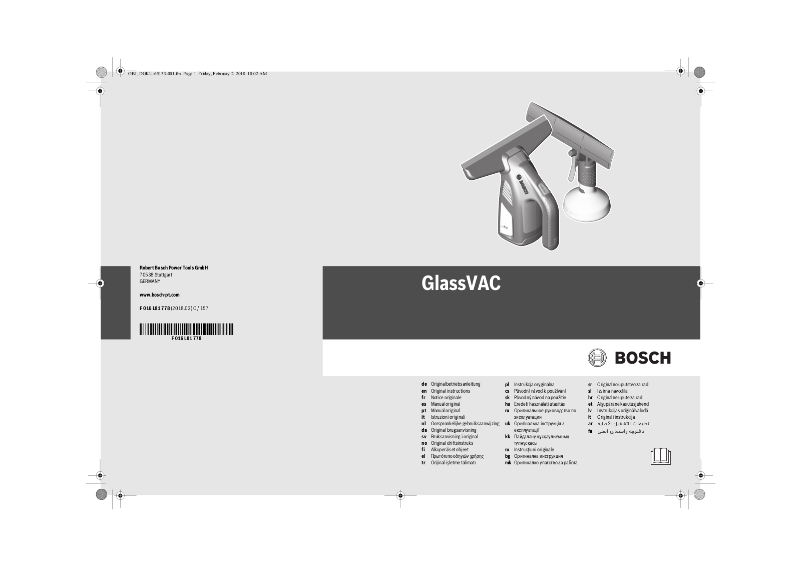 BOSCH GlassVAC User Manual