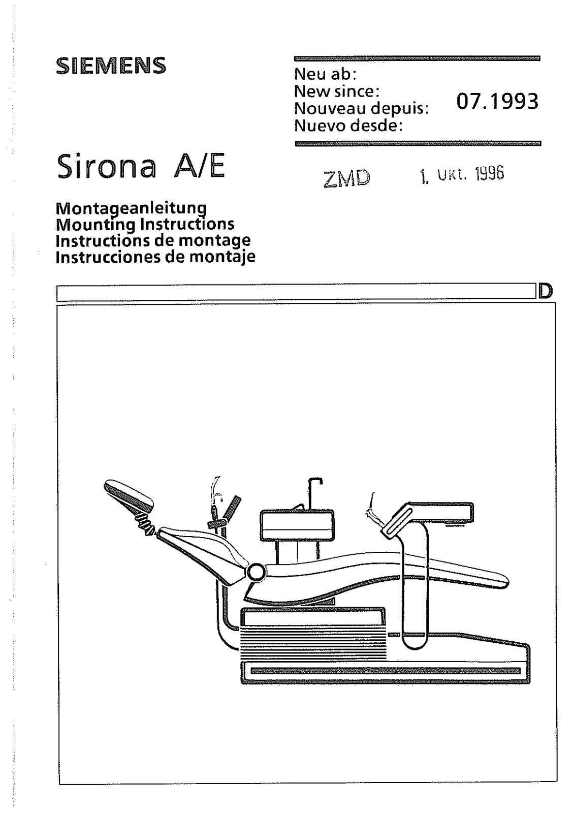 Siemens Sirona A-E Installation instruction