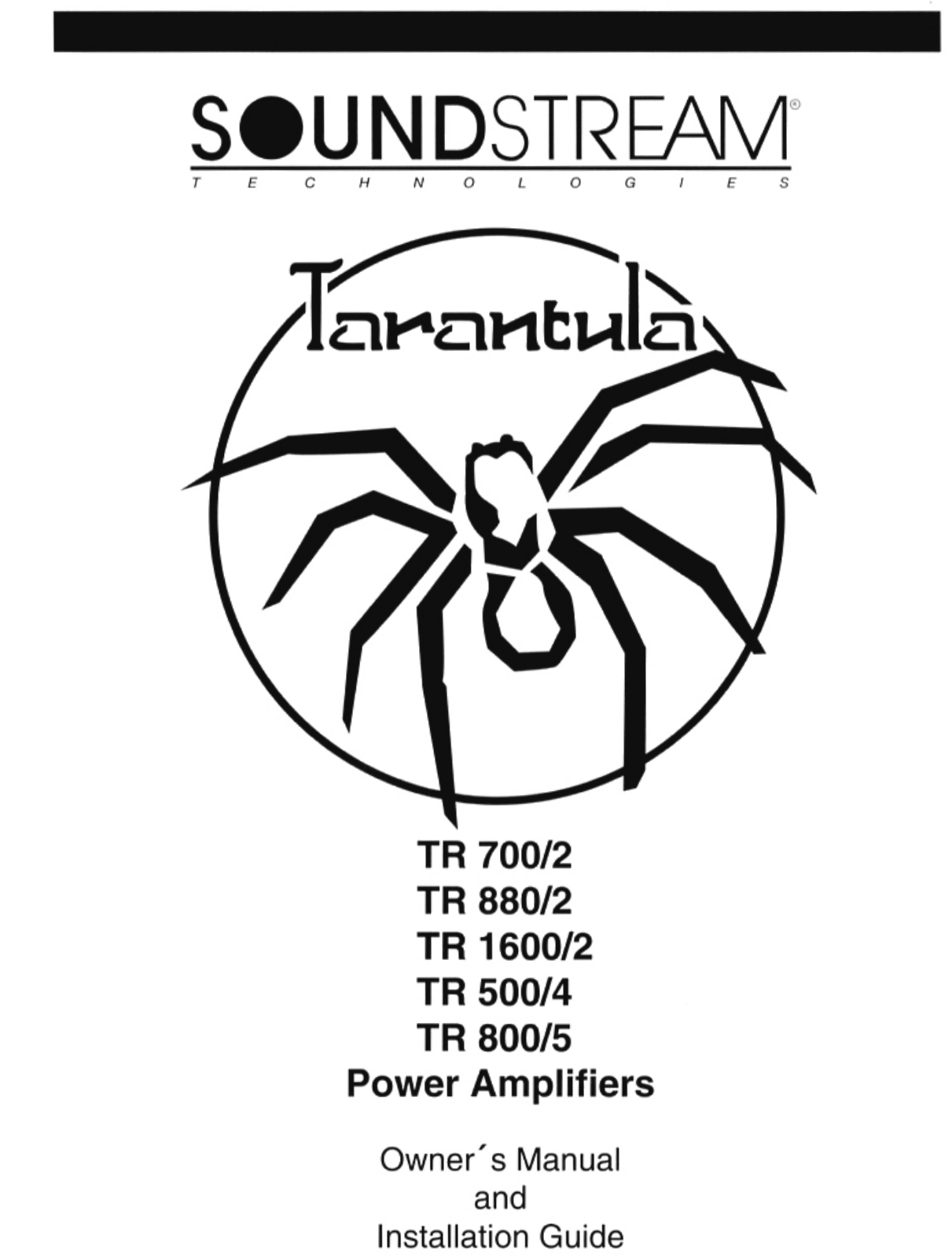 Soundstream TR 800/5 Owner's Manual