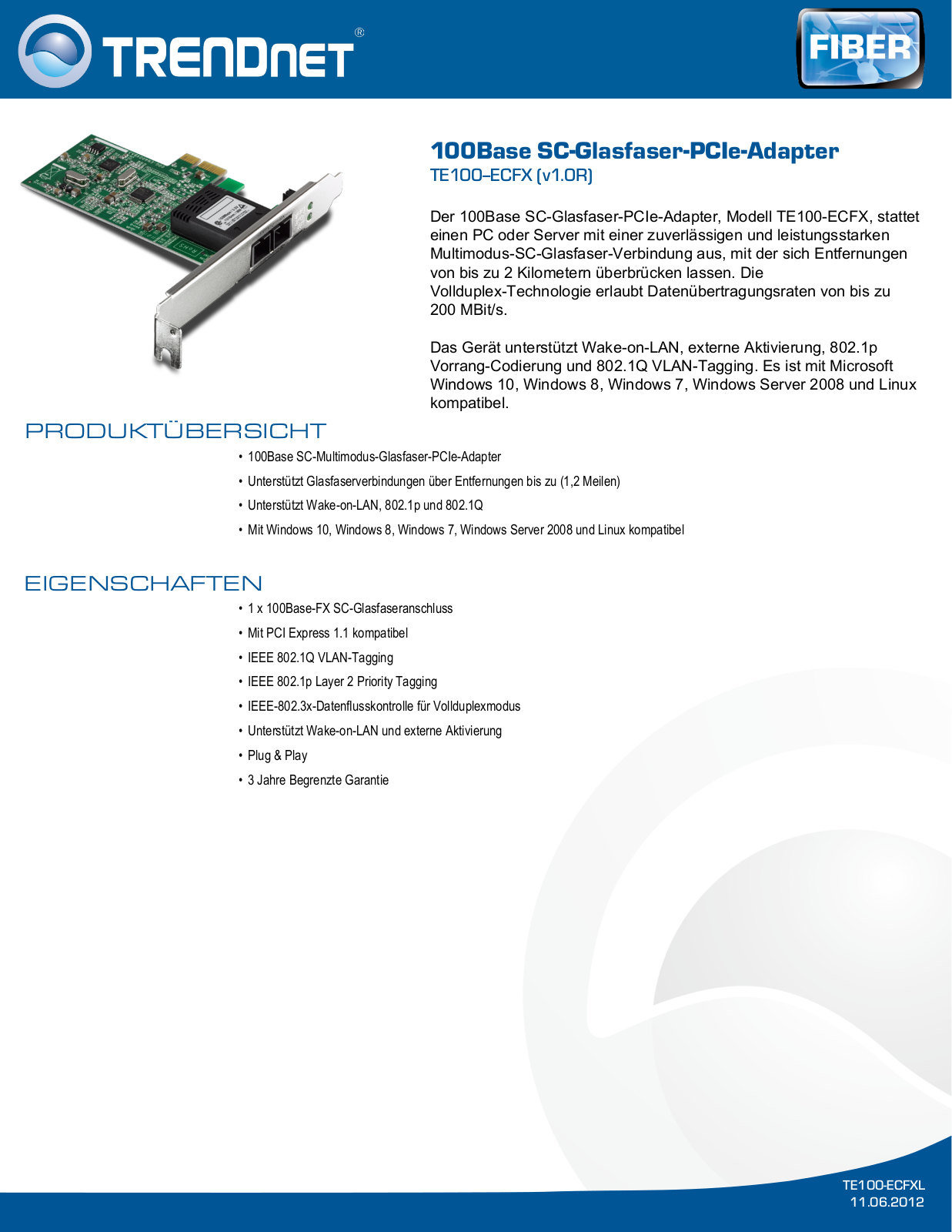 TRENDnet TE100-ECFX User Manual