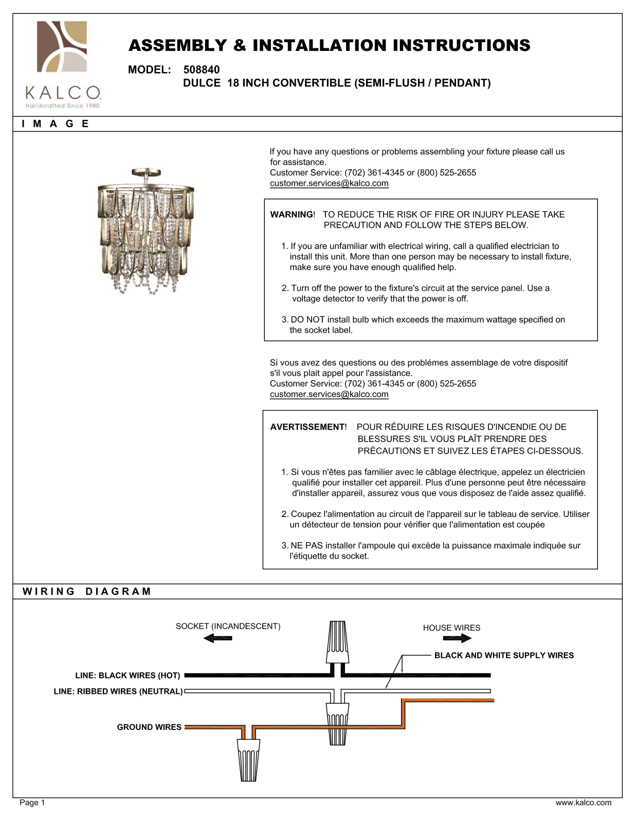 Kalco 508840CSL Assembly Guide