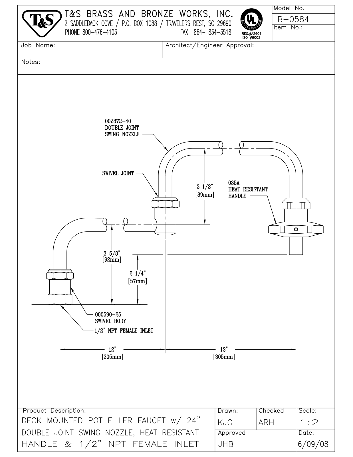 T&S Brass B-0584 User Manual