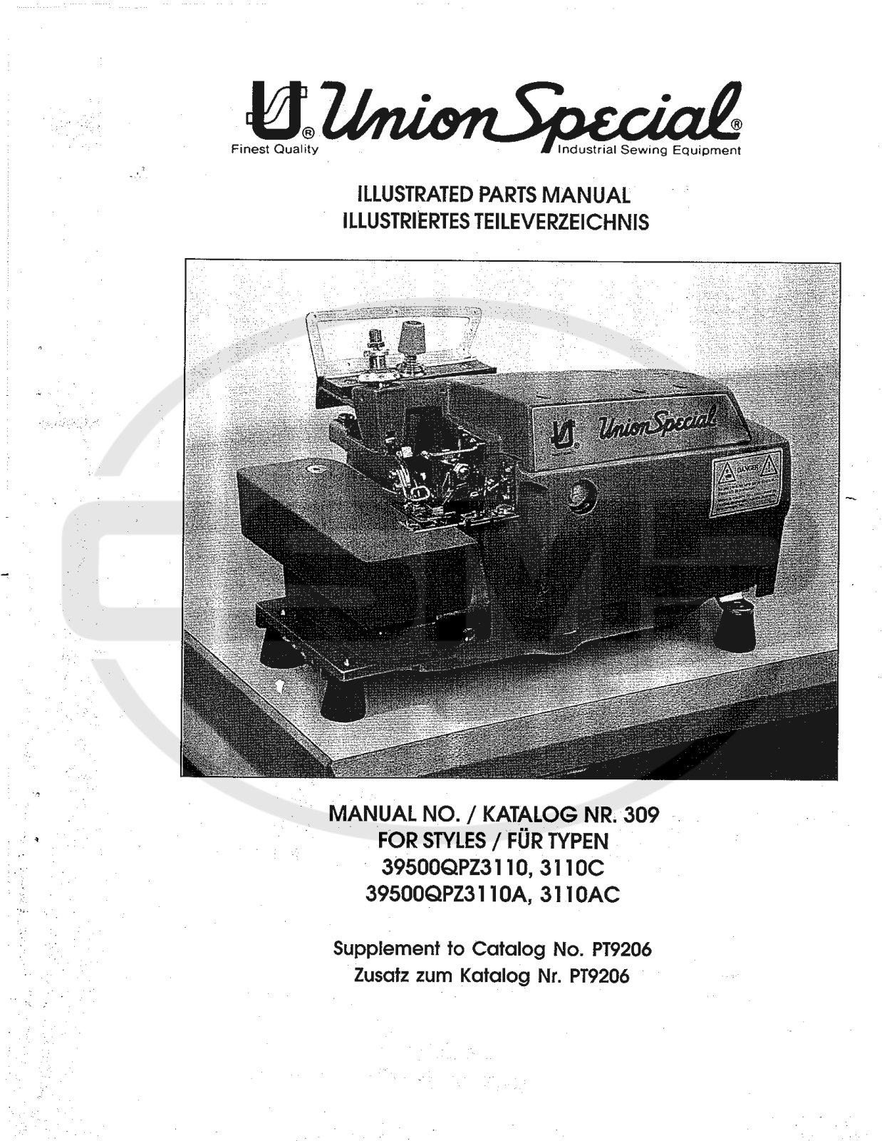 Union Special 309 Parts Book