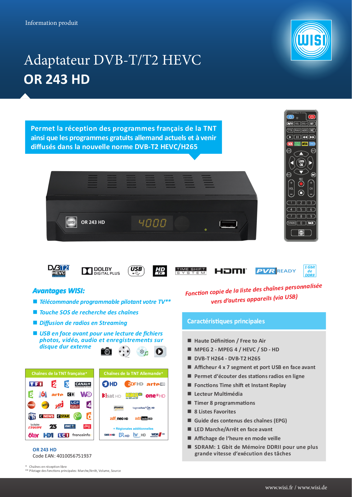 Wisi OR 243 HD DATASHEET - ManualMachine.com