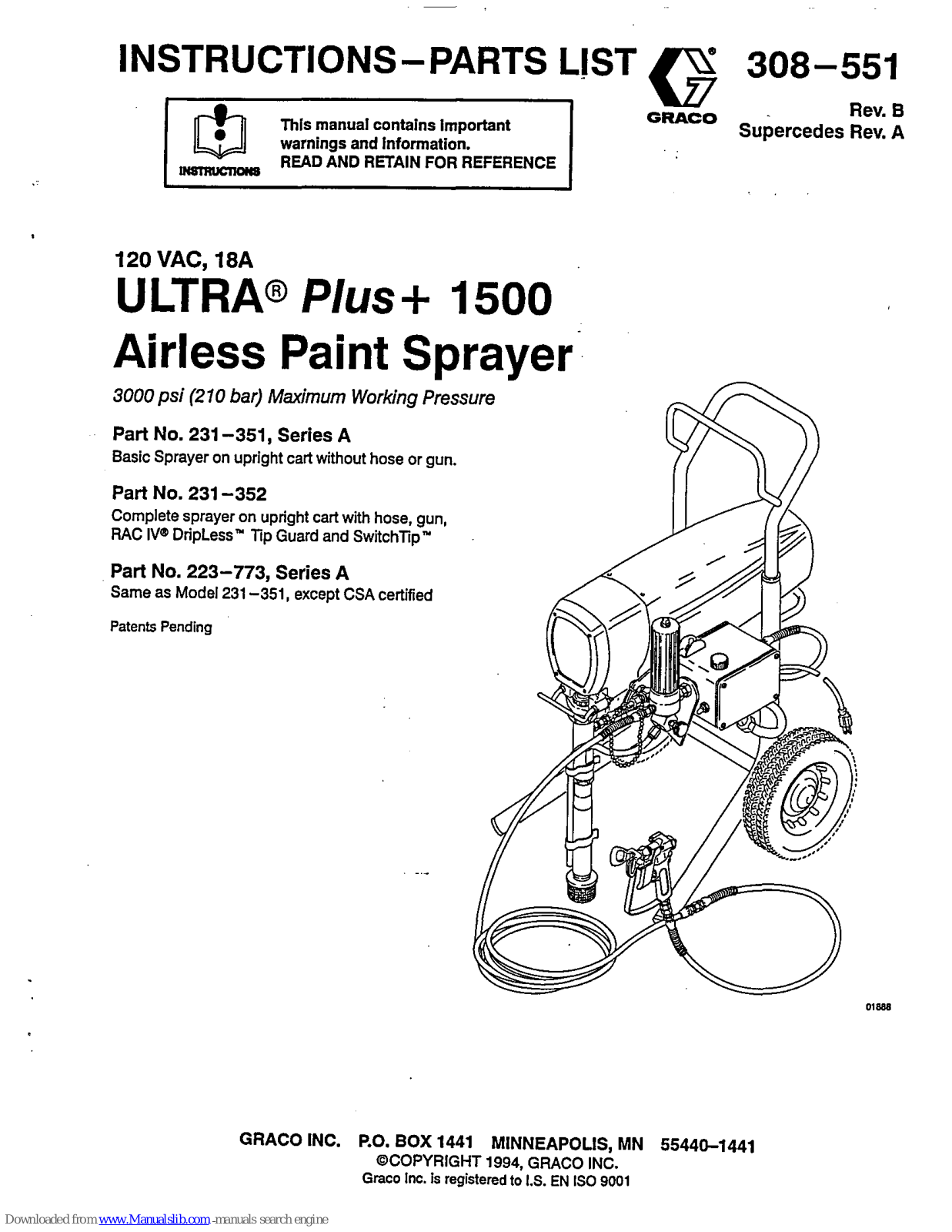 Graco ULTRA PLUS+ 1500, 223-773, 231-351, 231-352 Instruction Manual - ManualMachine.com