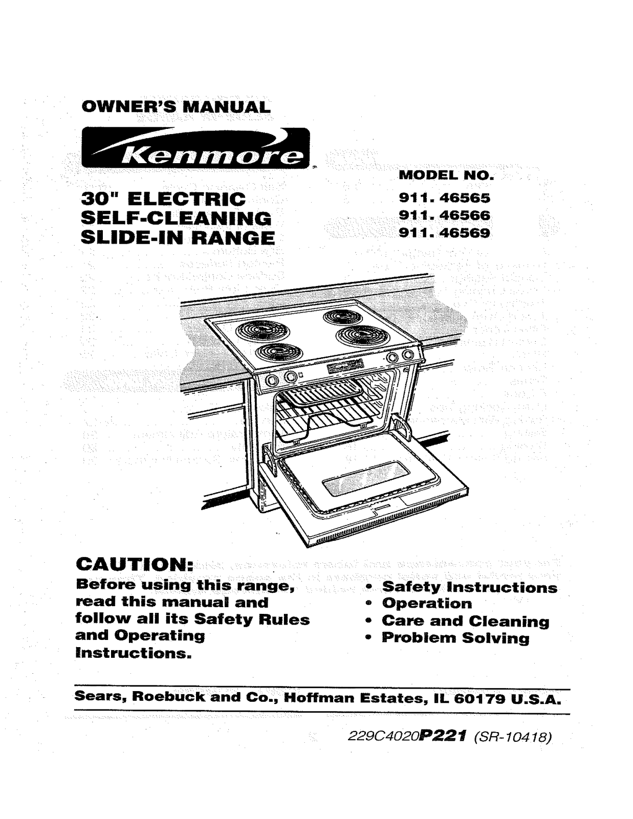 Kenmore 91146565893, 91146566893, 91146569893 Owner’s Manual