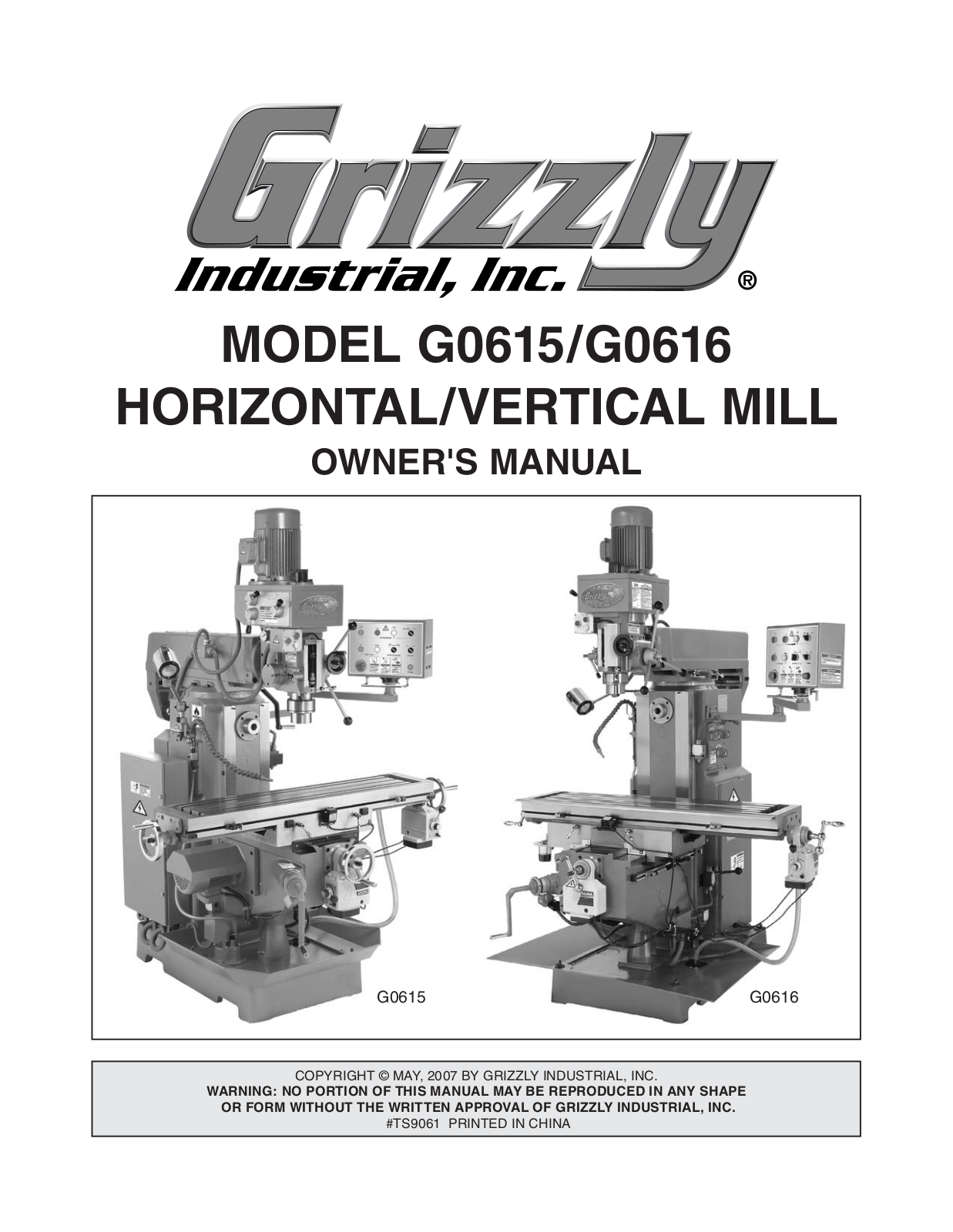 Grizzly G0615, G0616 User Manual