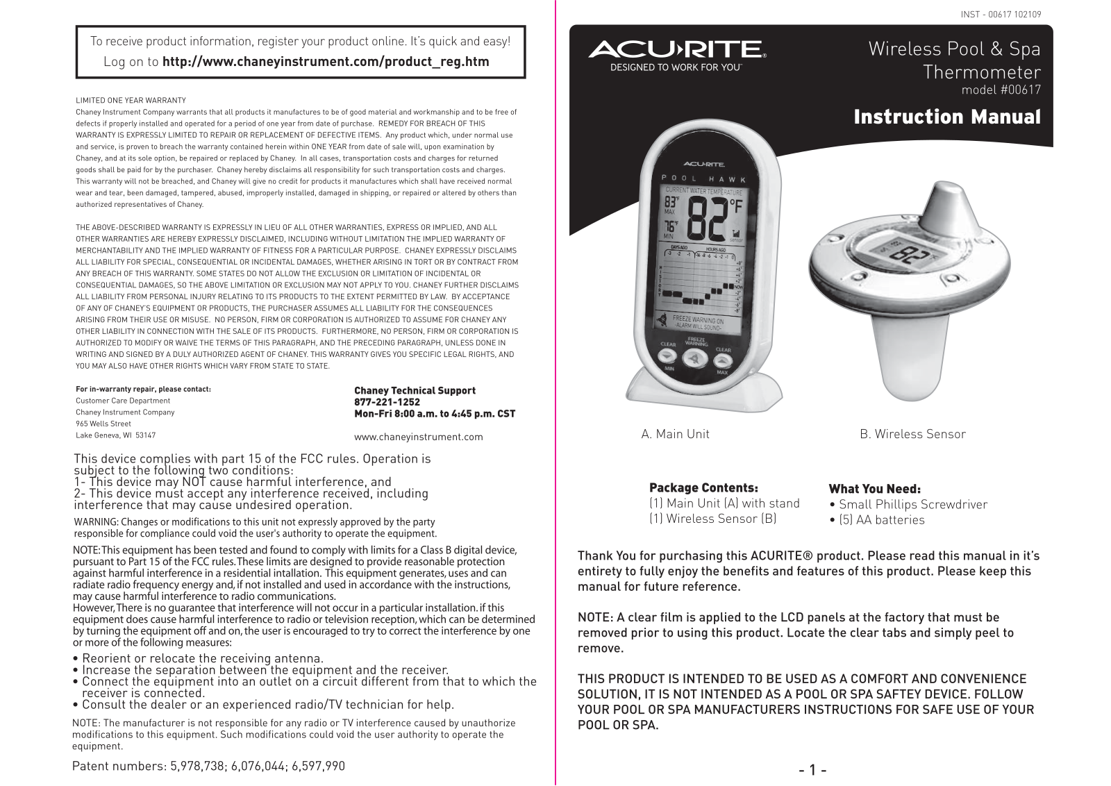 Chaney Instrument 617TX User Manual