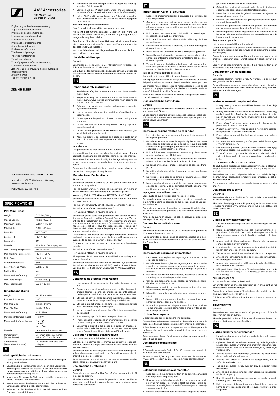 Sennheiser A4V User guide - ManualMachine.com