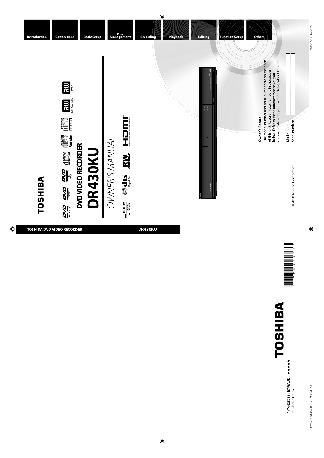 Toshiba DR430, DR430KU User Manual 2