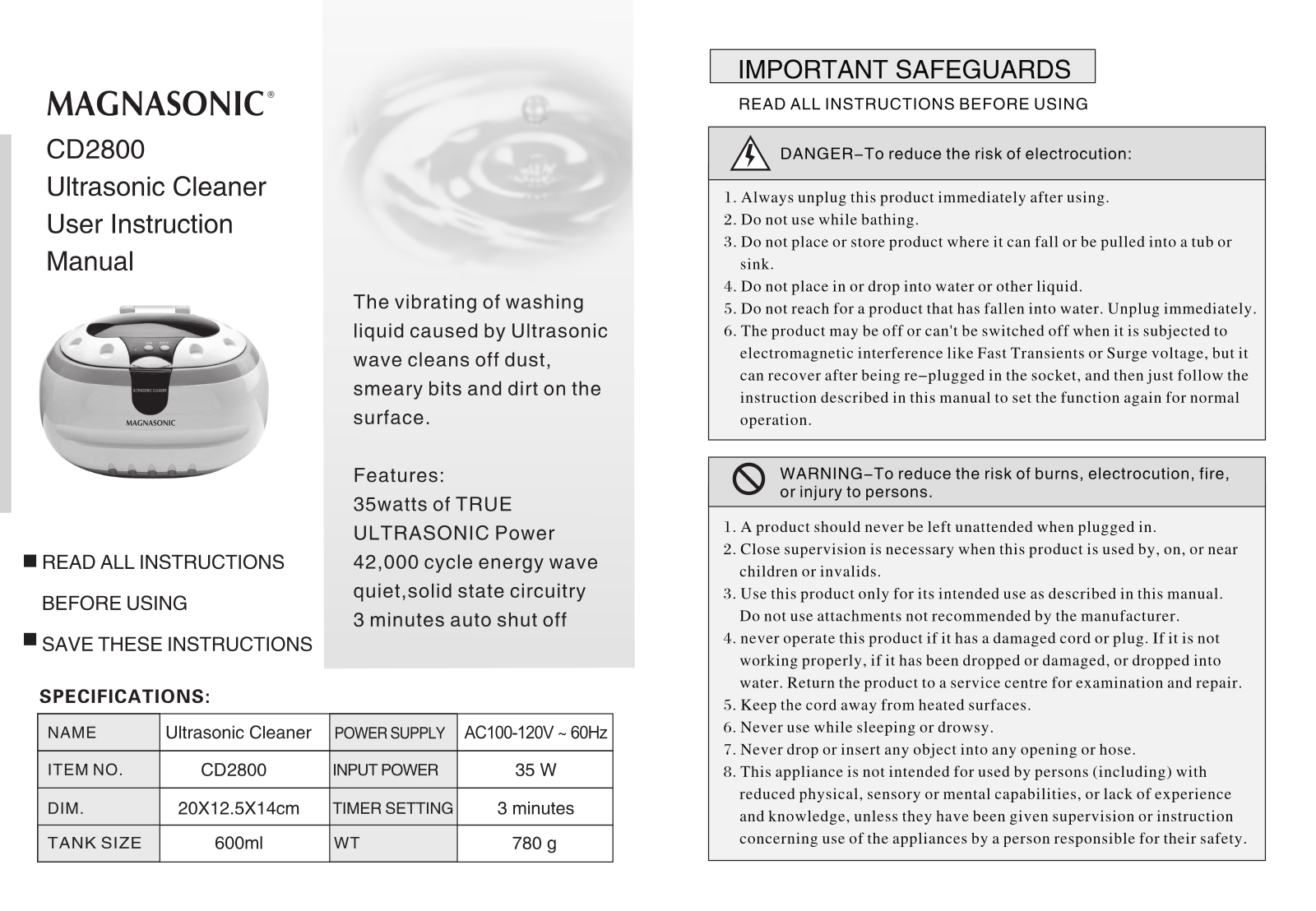 Magnasonic CD2800 User Manual