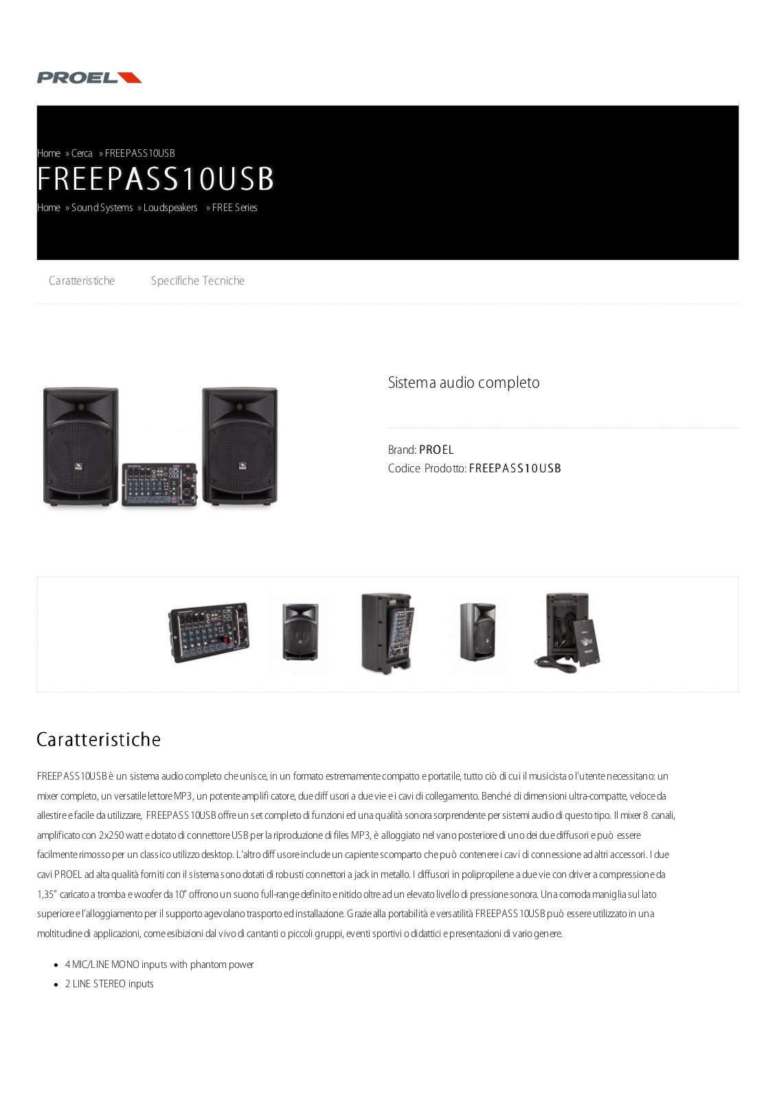 Proel FREEPASS10USB Specification