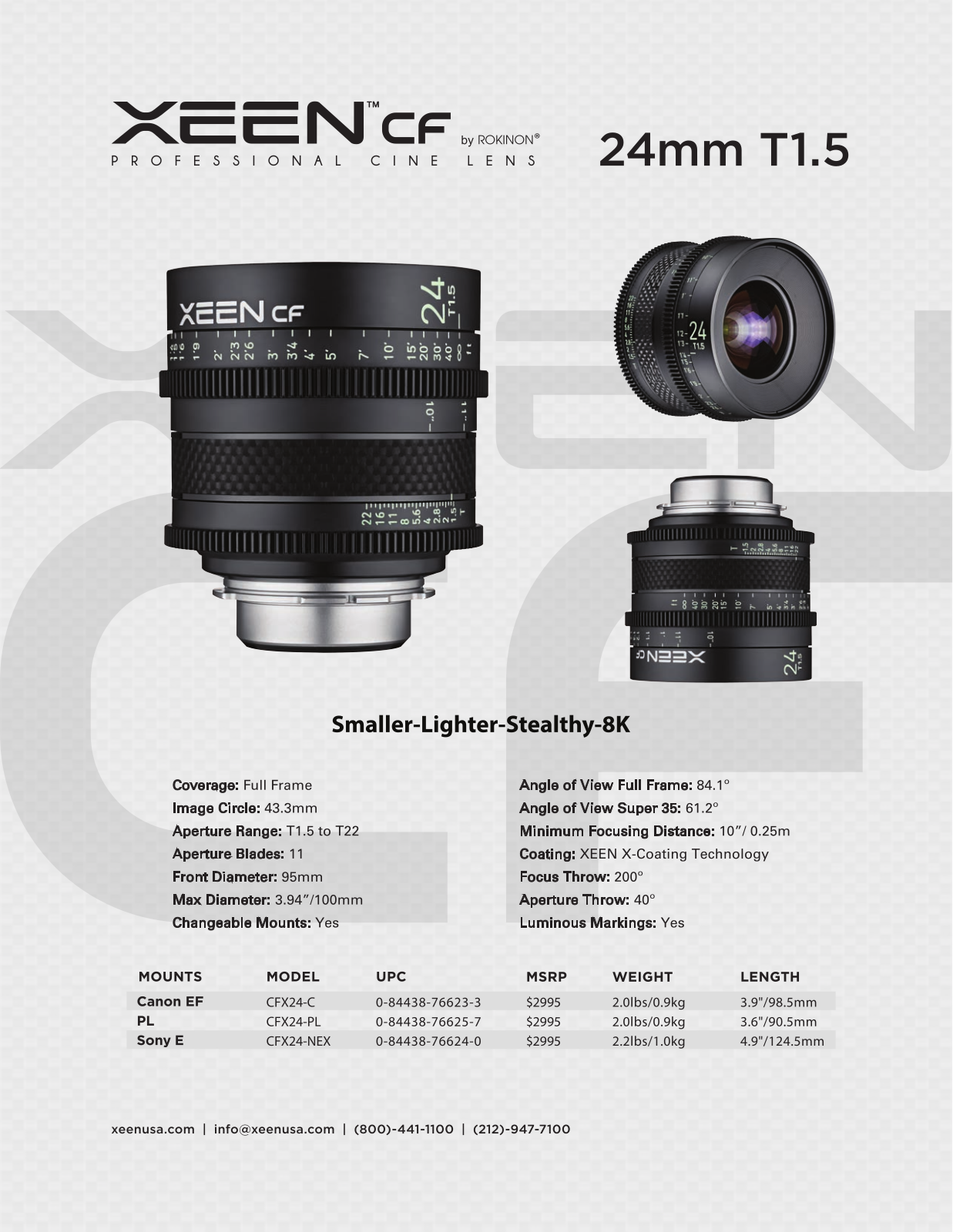 Rokinon CFX24-C, CFX24-PL, CFX24-NEX Users Manual