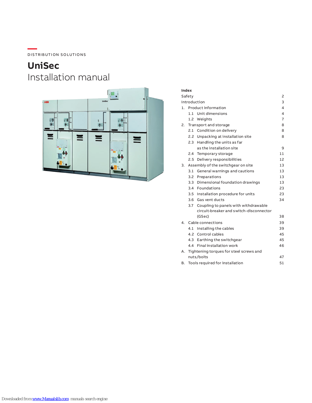 ABB UniSec SFS, UniSec SDC, UniSec SBC, UniSec SBC-W, UniSec SBS Installation Manuals