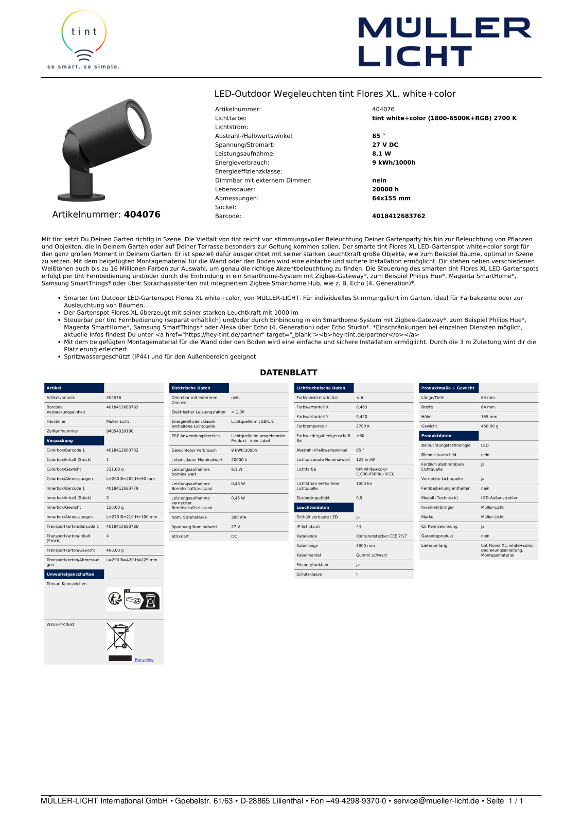 TINT MLI 404076 Datasheet - ManualMachine.com