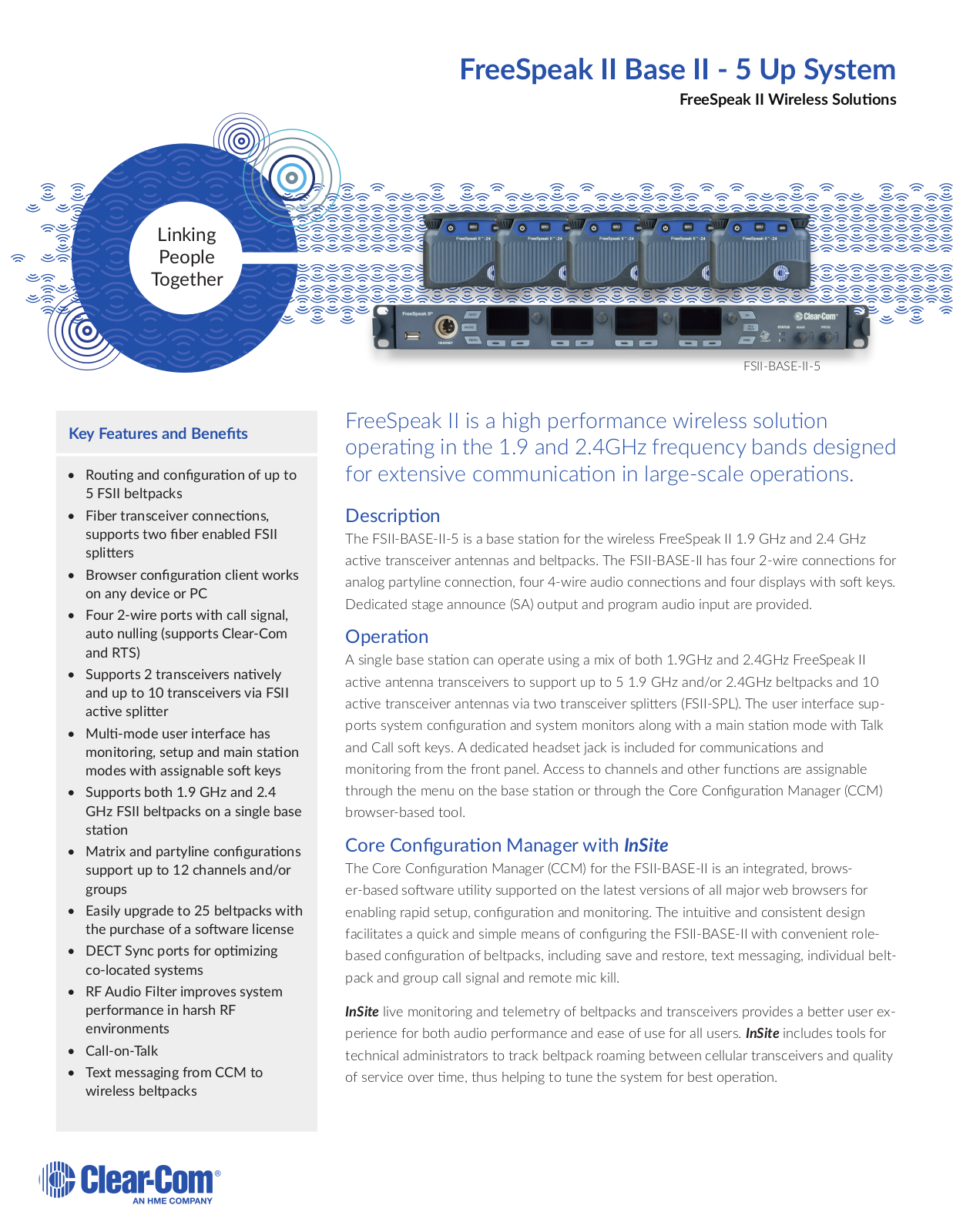 Clear-Com FSII-BASE-II-5 Datasheet