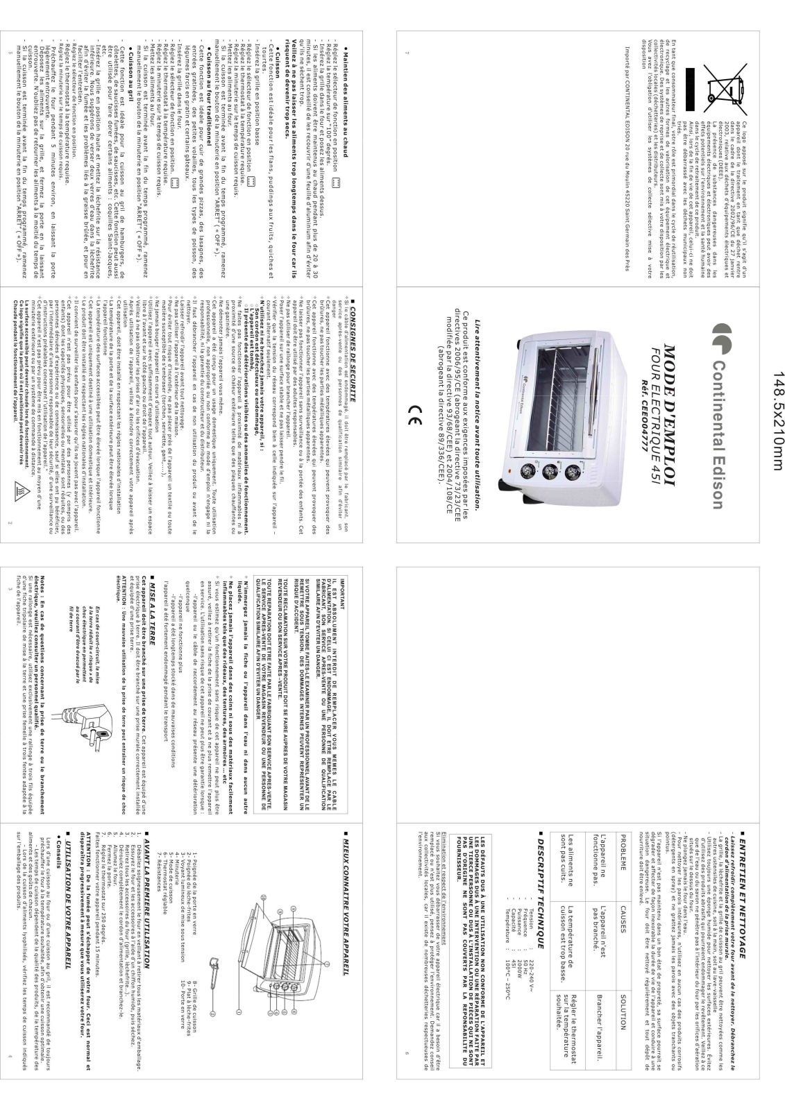 Continental edison CEEO04777 User Manual