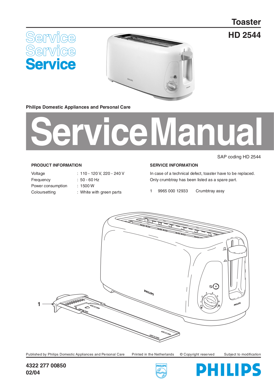 Philips HD 2544 Service Manual