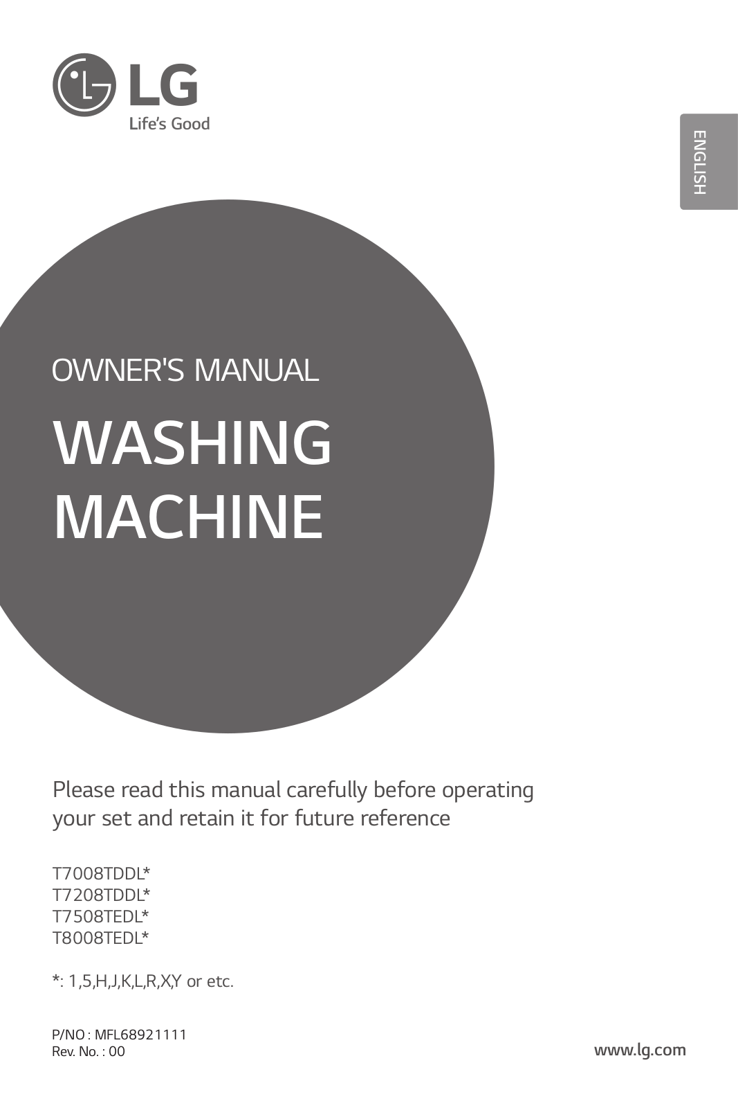 LG T7508TEDLL Owner’s Manual