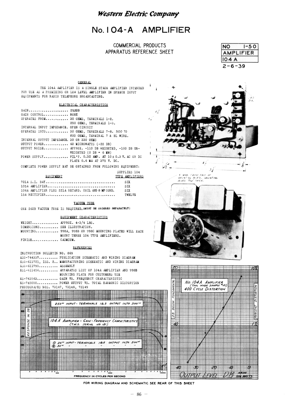 Western Electric 104-A Schematic