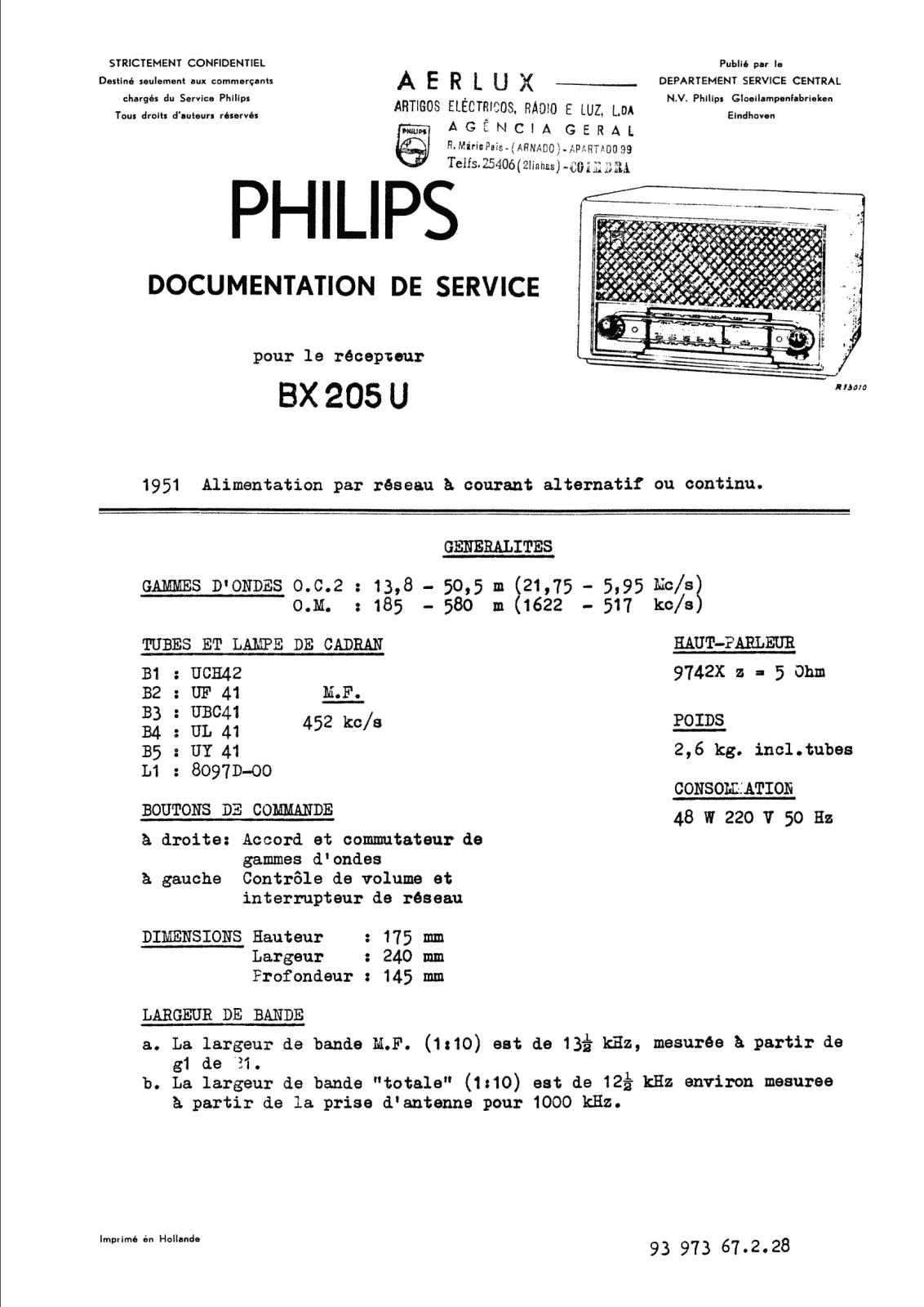 Philips BX-205-U Service Manual