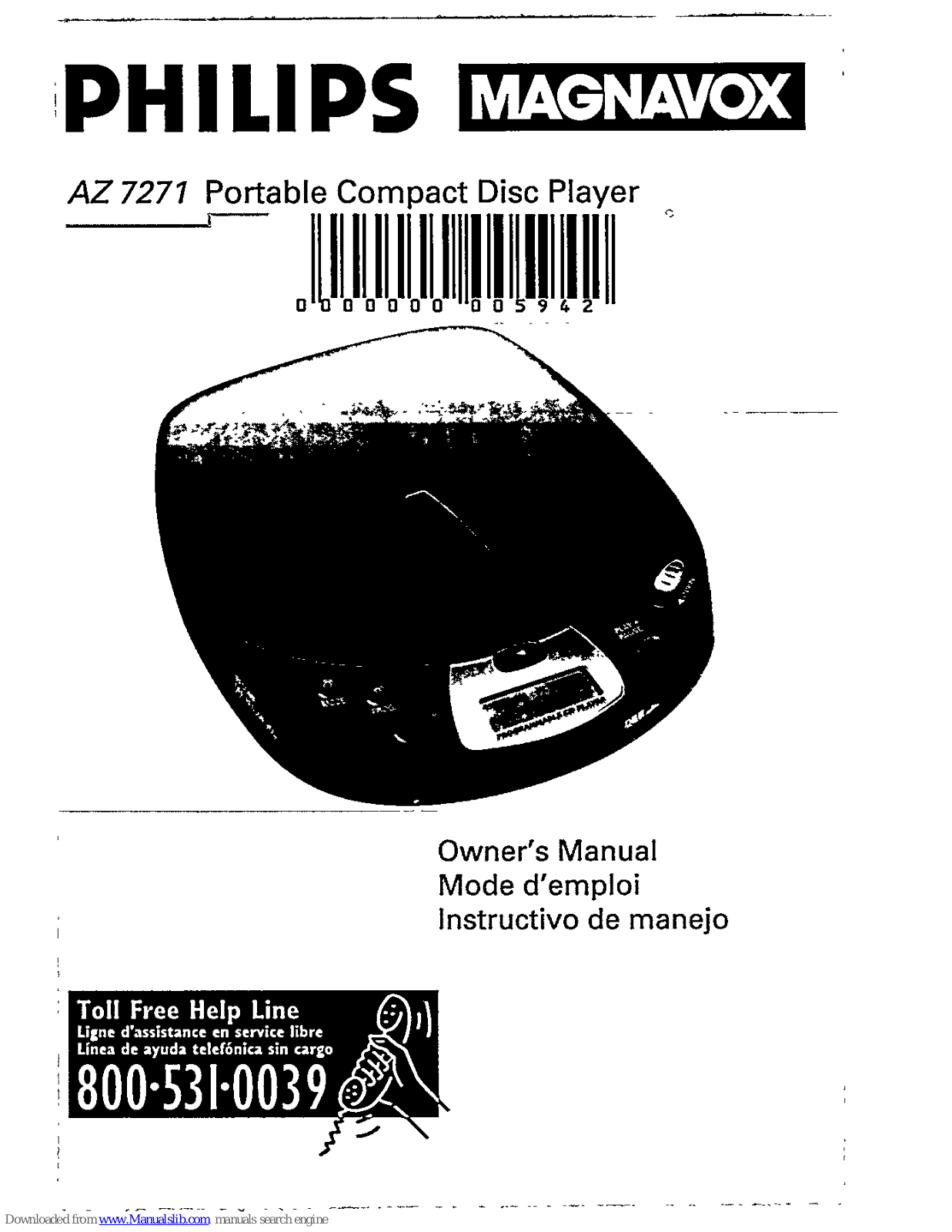 Magnavox AZ7271 - Cd Personal, AZ7271/17, AZ 7271 Owner's Manual