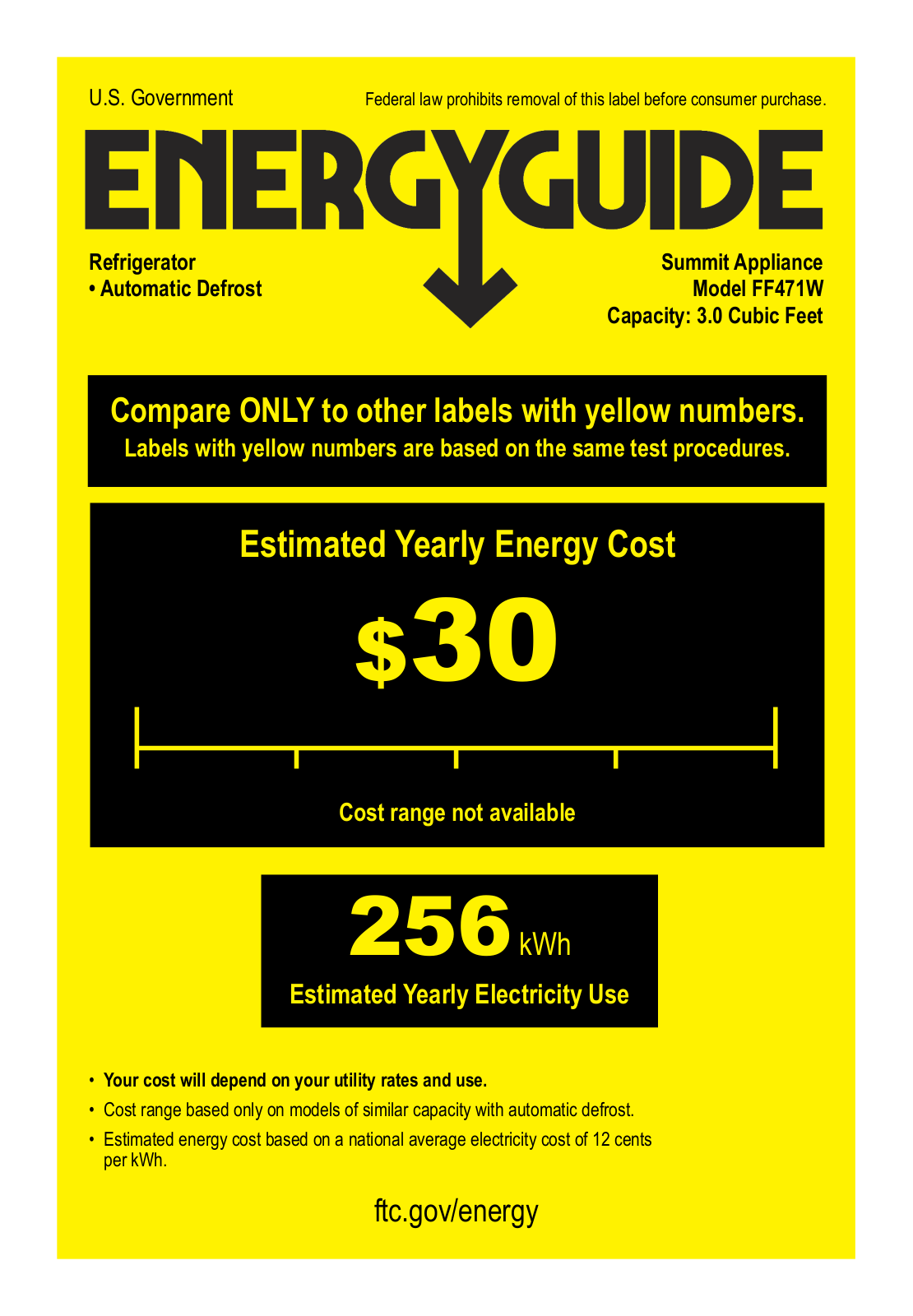 Summit FF471W Energy manual