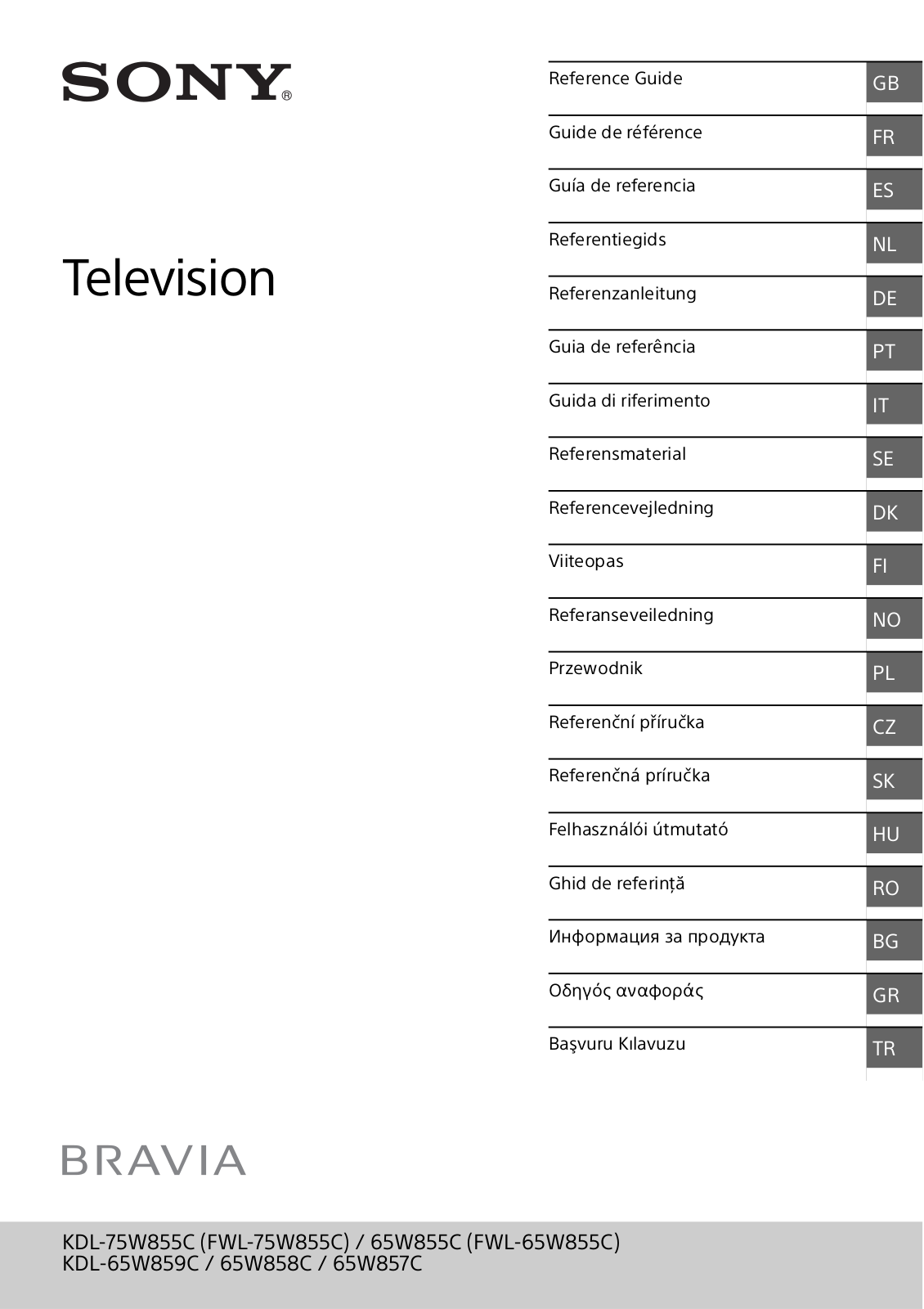 Sony KDL-75W855C, KDL-65W859C, KDL-65W855C, KDL-65W857C, KDL-65W858C User Manual