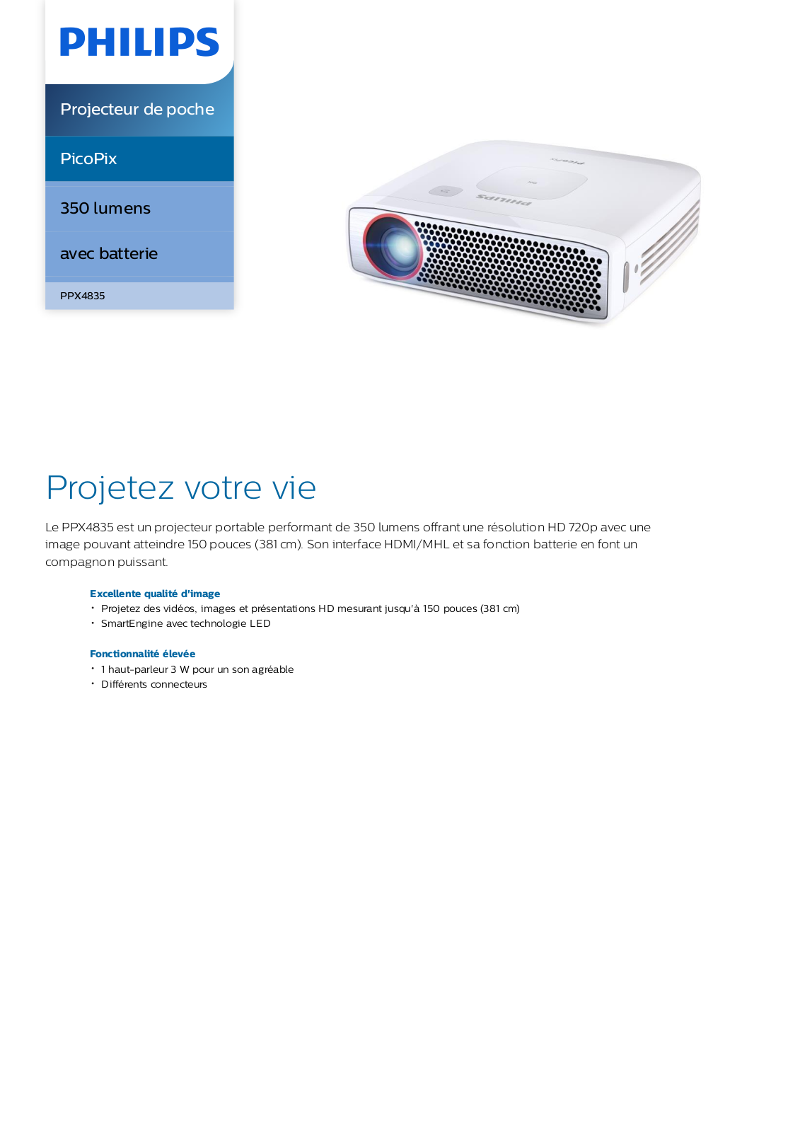 Philips PPX4835/EU product sheet