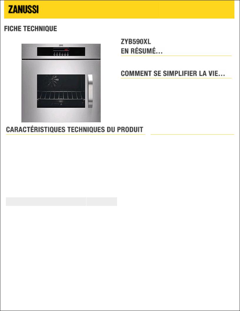 ZANUSSI ZYB590XL User Manual