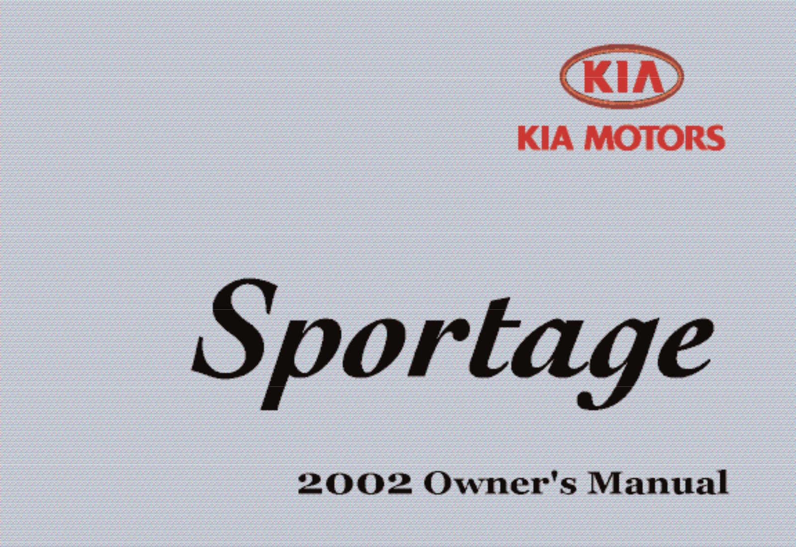 Kia SPORTAGE 2002 Owner Manual