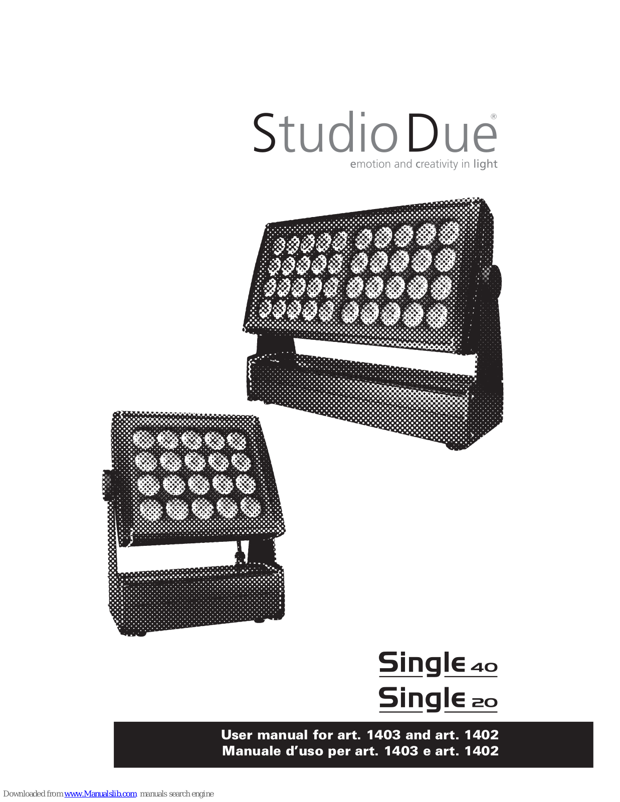 STUDIO DUE Single 40, Single 20 User Manual