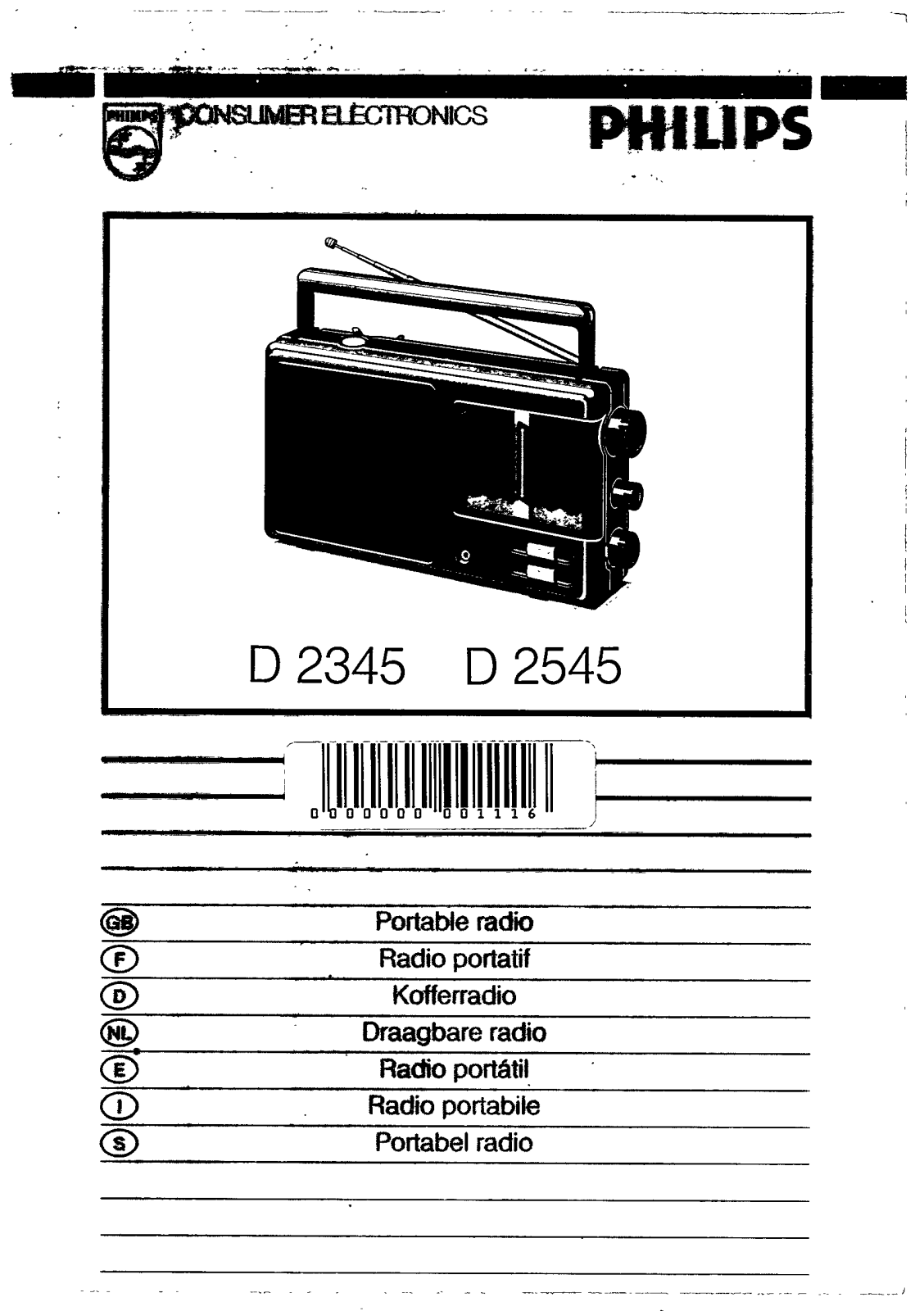 Philips D2345/00X, D2345 User Manual