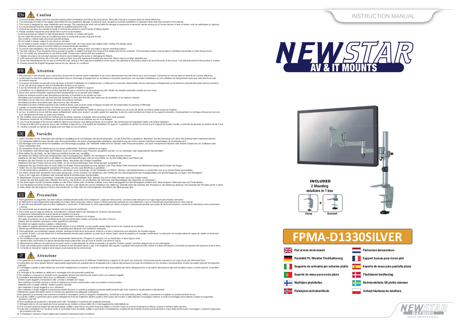 Newstar FPMA-D1330SILVER User Manual