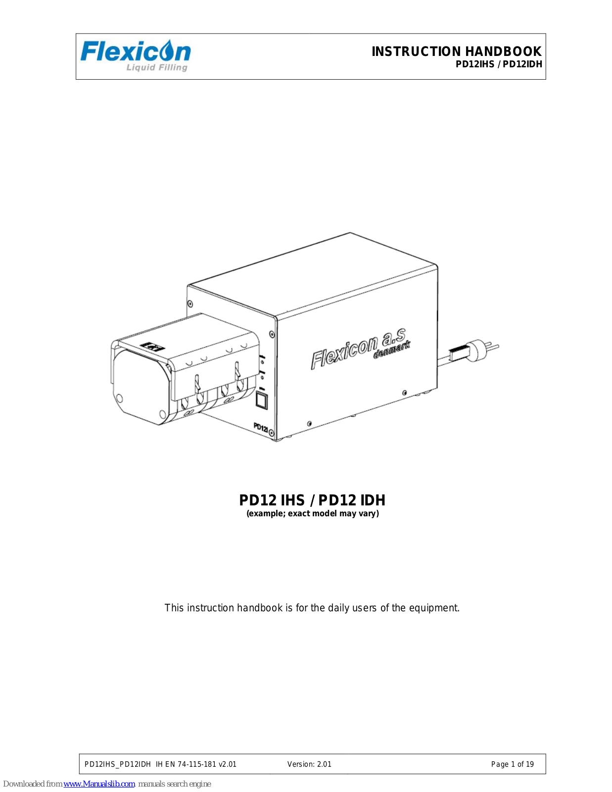 Flexicon PD12IHS, PD12IDH Instruction Handbook Manual